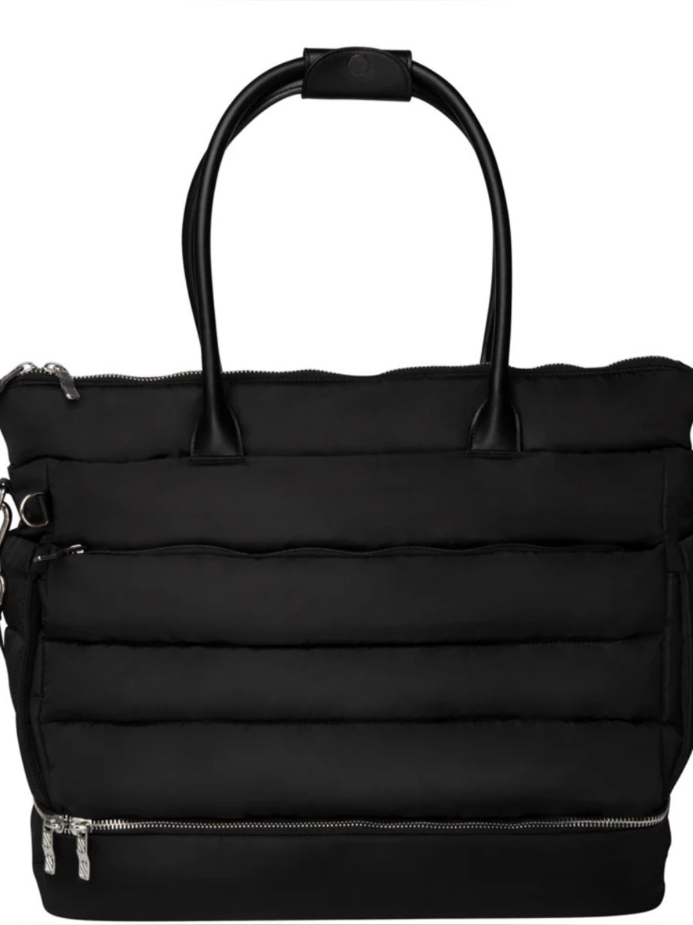 Quilted Black Tote with Top Handles